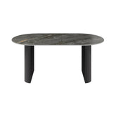 Cartier Oval Gloss Grey Sintered Stone Top Ceramic Dining Table